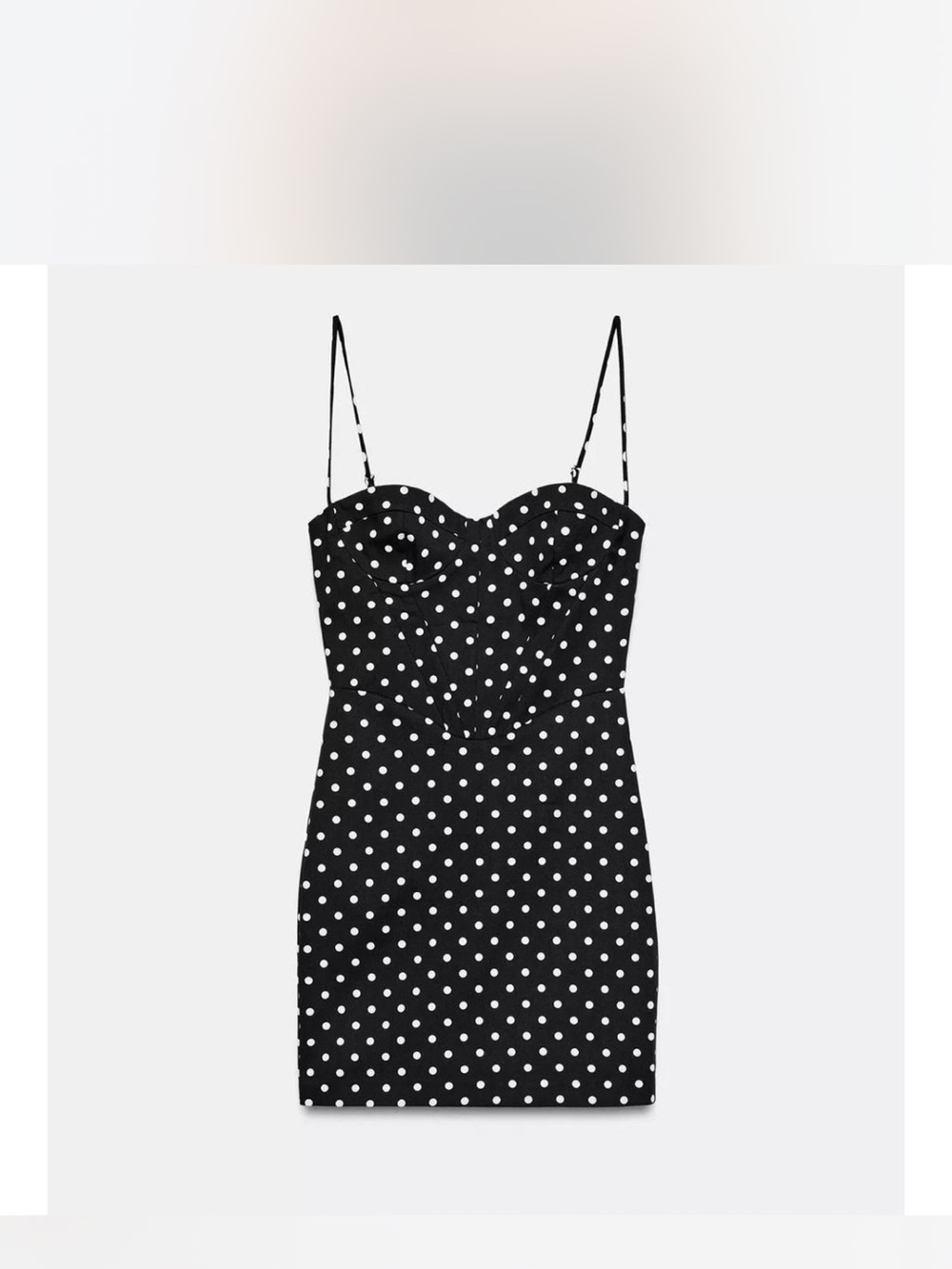 Zara Black Polka Dot Spaghetti Strap Mini Dress - Picture 2 of 6